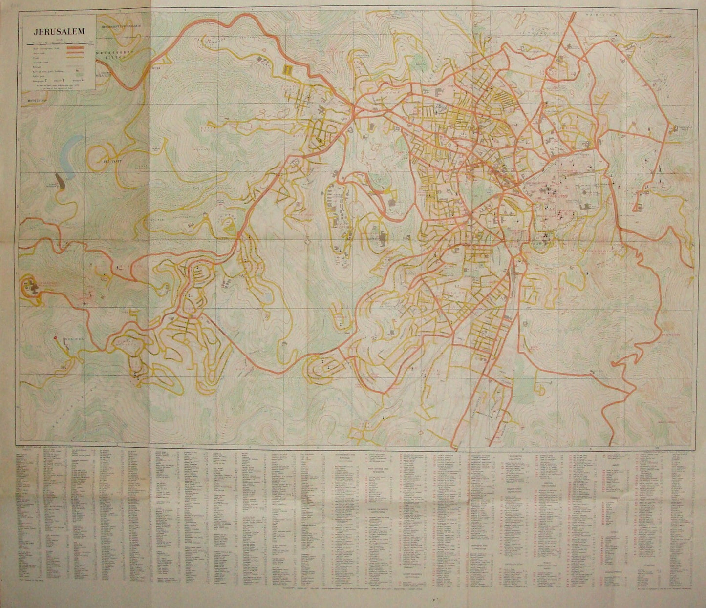 Jewish Israel Israeli JERUSALEM 1968 Post Six Day War Map LARGE 66x76 cm