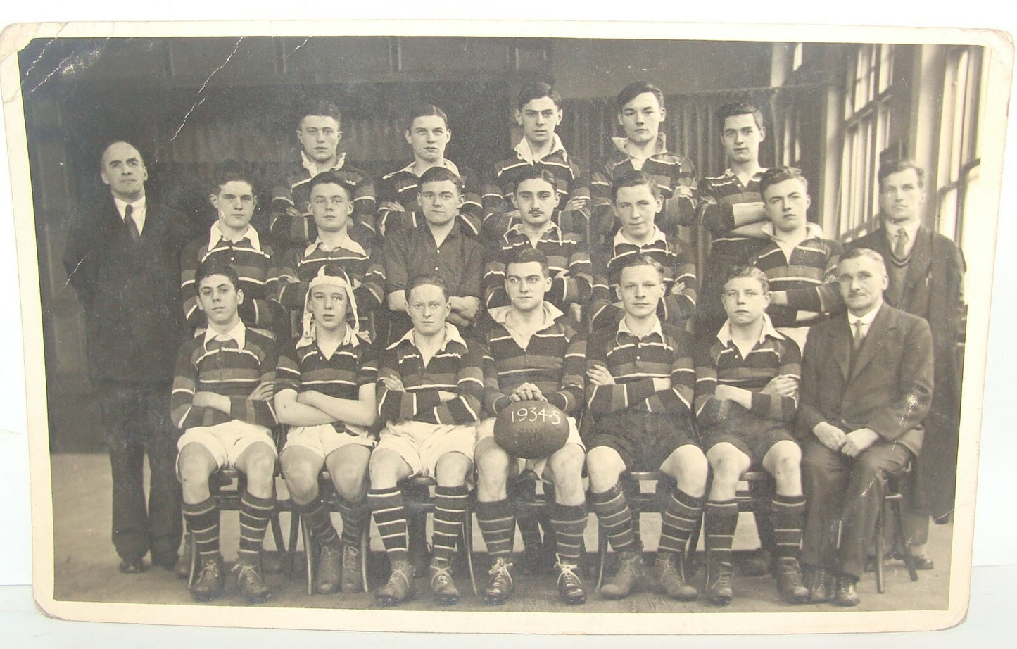 1934 Manchester Central High School Rugby Team Real Photo Postcard Sport