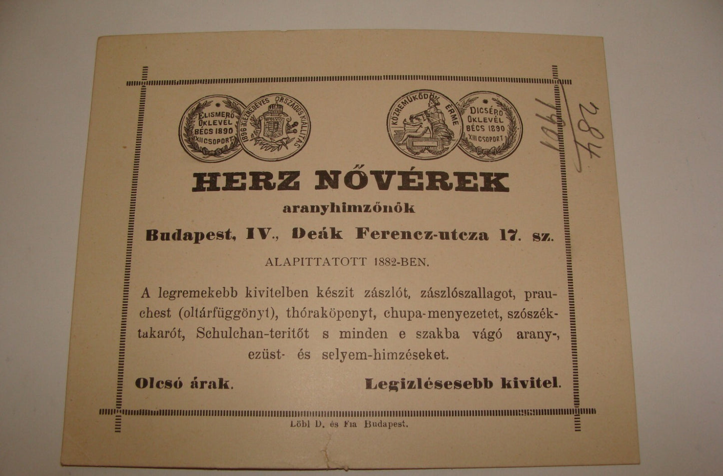 1900s Antique Hungary Budapest Business Card Gold Coins Rings ? Ad