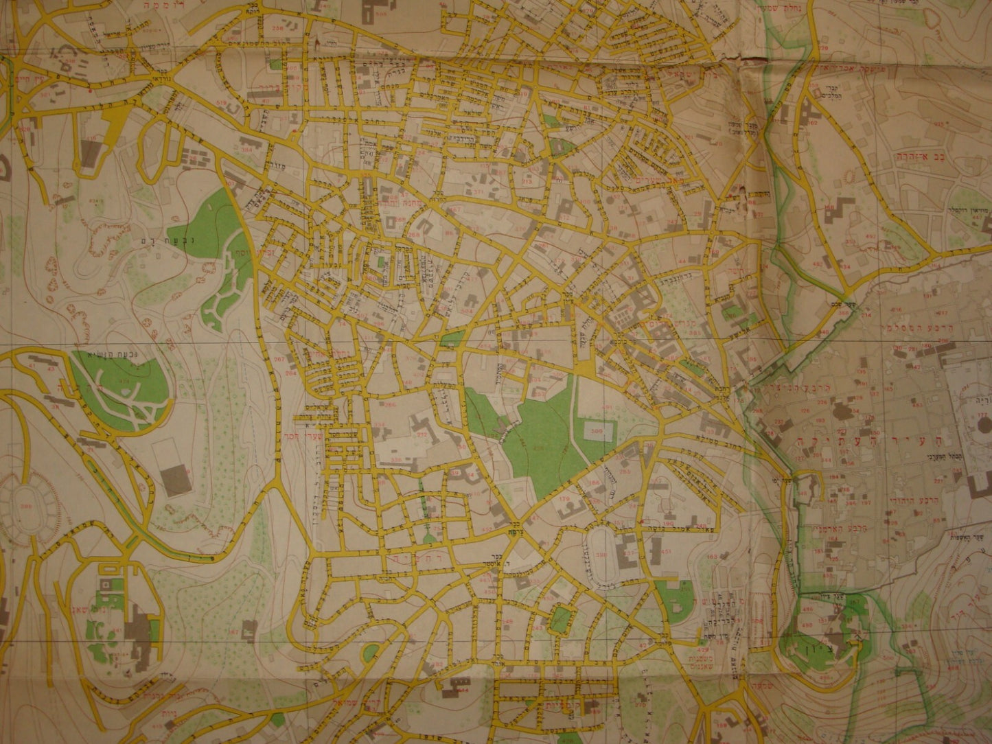RARE Jewish Judaica Israel JERUSALEM Map Topographical 1966 PRE SIX DAY WAR