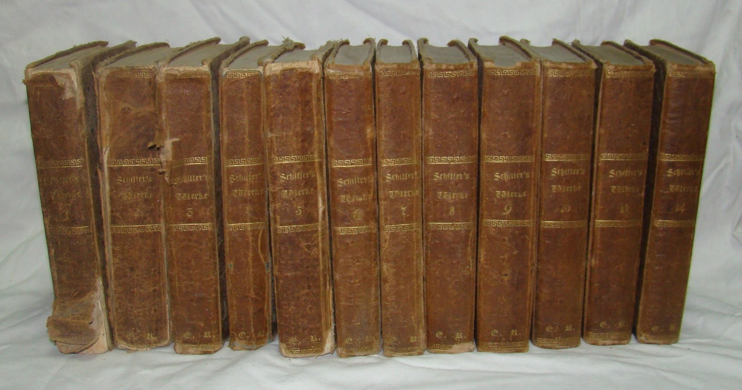 Germany Antique 1835 Schiller's Sammtliche Werke Complete 12 Volumes Book Poetry
