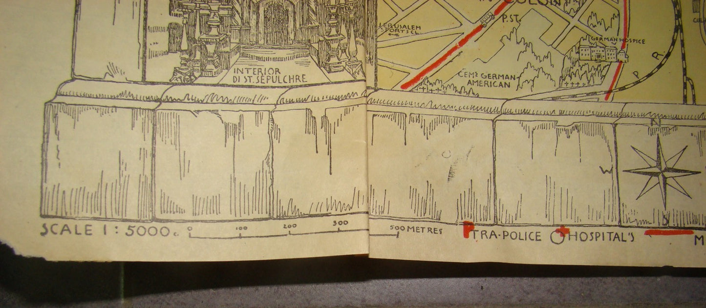 RARE Jewish Palestine Eretz Israel Jerusalem Guide Map Syrian Orphanage 1940's