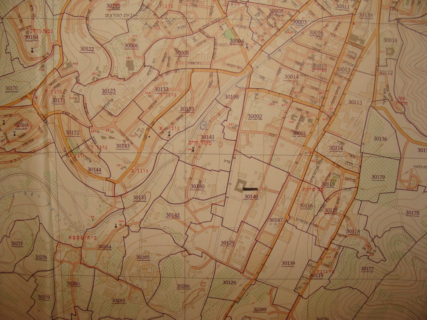 RARE Israel JERUSALEM 1971 Map Post Six Day War Neighborhood Topographic Hebrew