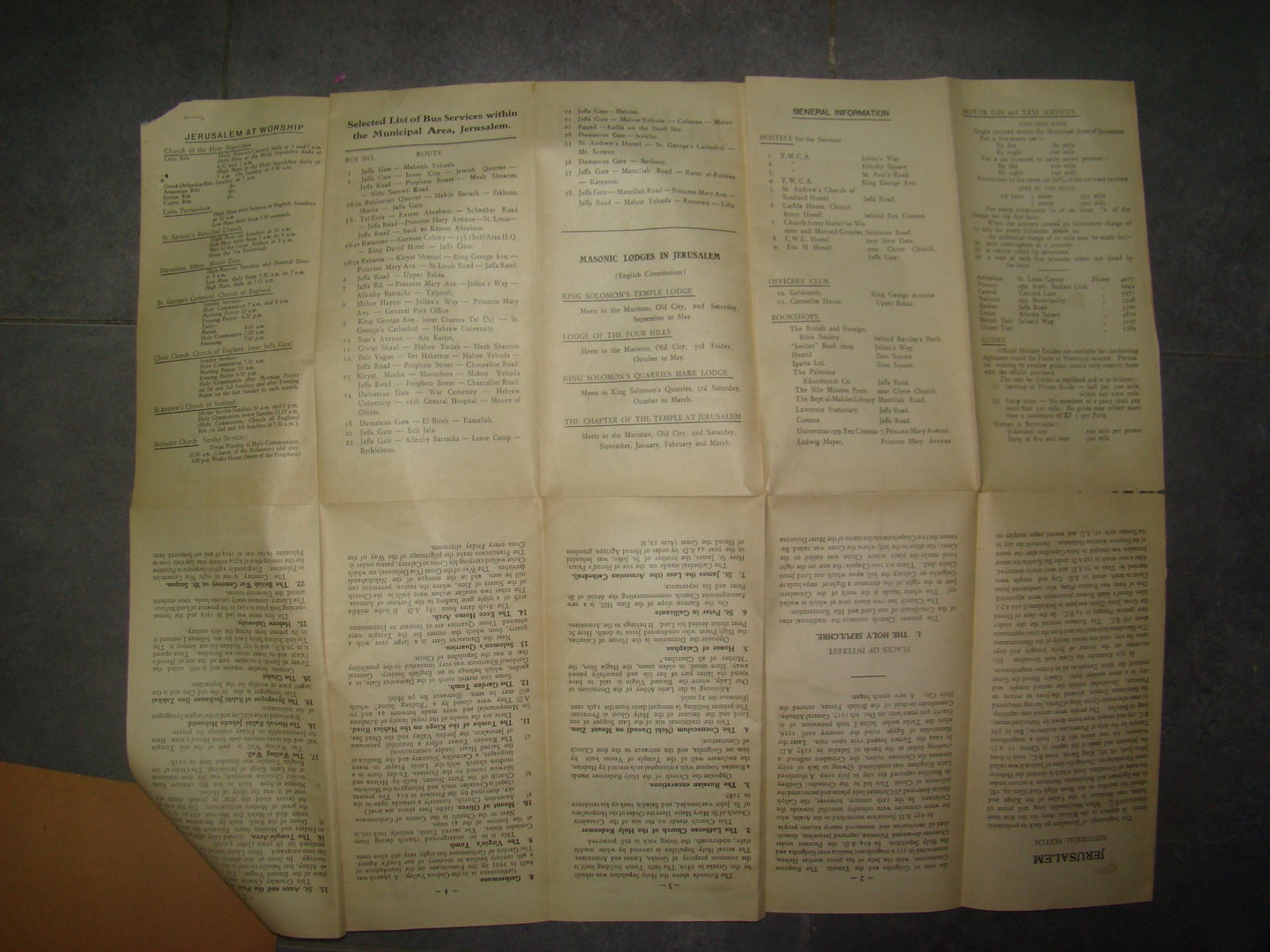 RARE Jewish Palestine Eretz Israel Jerusalem Guide Map Syrian Orphanage 1940's