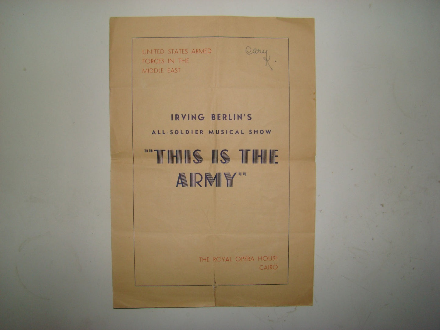RARE World War II US Army Irving Berlin This Is The Army Program Musical Soldier