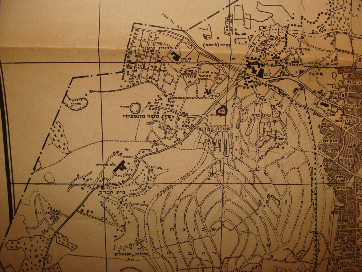 RARE Palestine Israel JERUSALEM 1948 Map Jewish Hebrew Association Reuben Mass