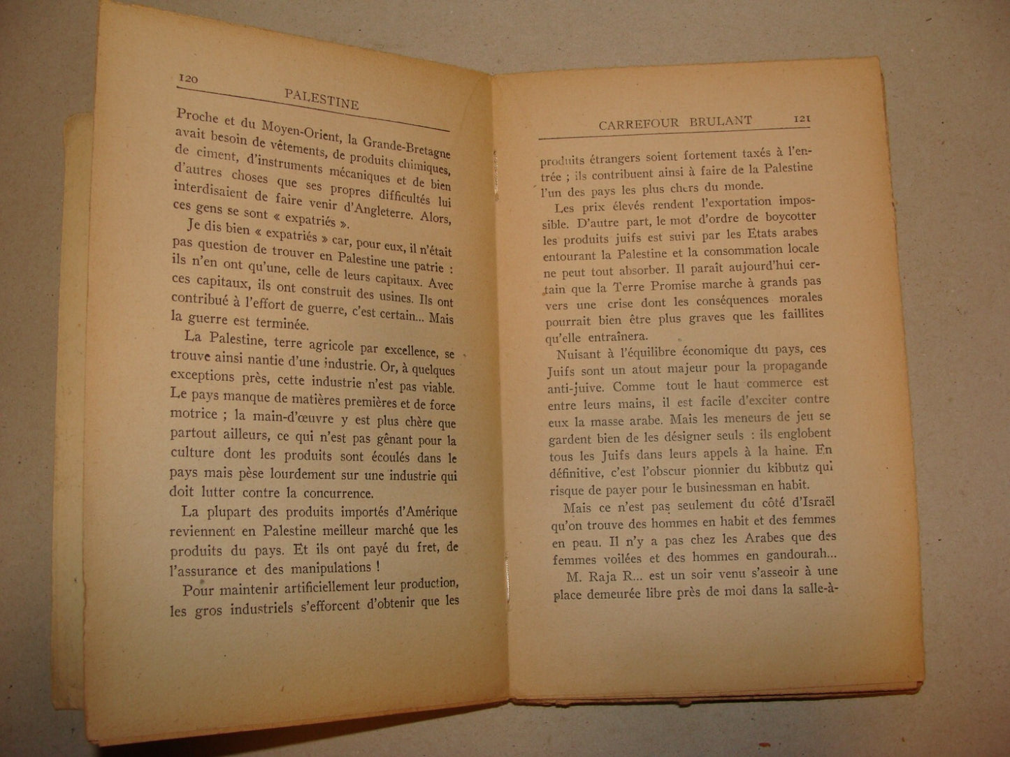 1947 PALESTINE CARREFOUR BRULANT Book French Israel Map Marcel Picard