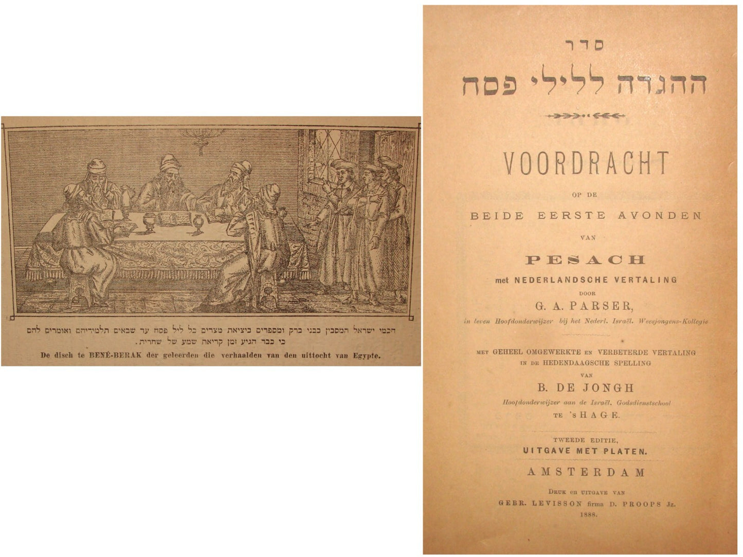 Book Jewish Judaica Passover Hebrew Dutch Netherlands Holland Amsterdam 1888
