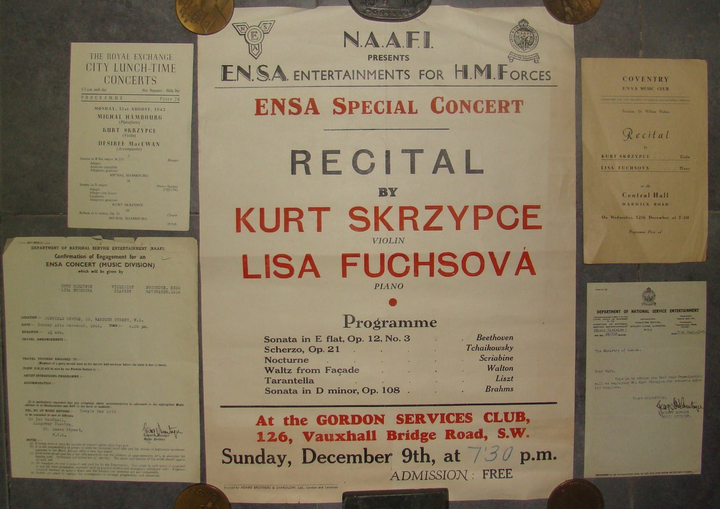 WW2 NAAFI British Army Military Poster Letter Concert ENSA Music Division 1945