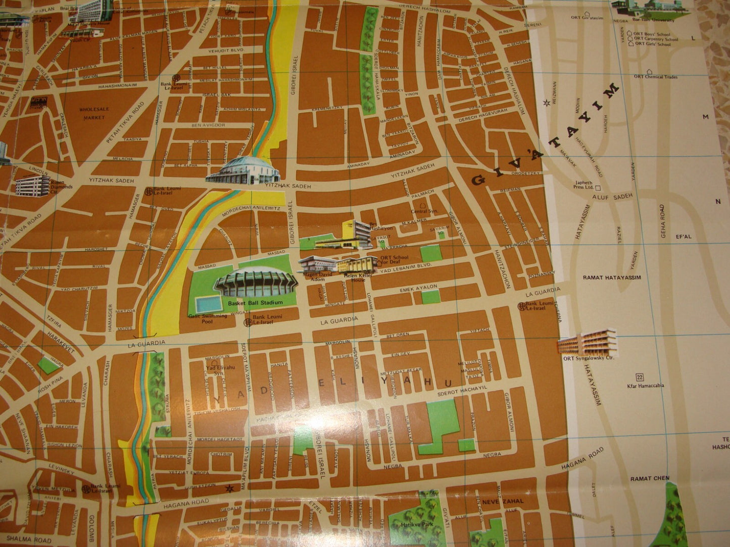 Jewish Judaica Israel TEL AVIV Pictorial Map 1980 Guide