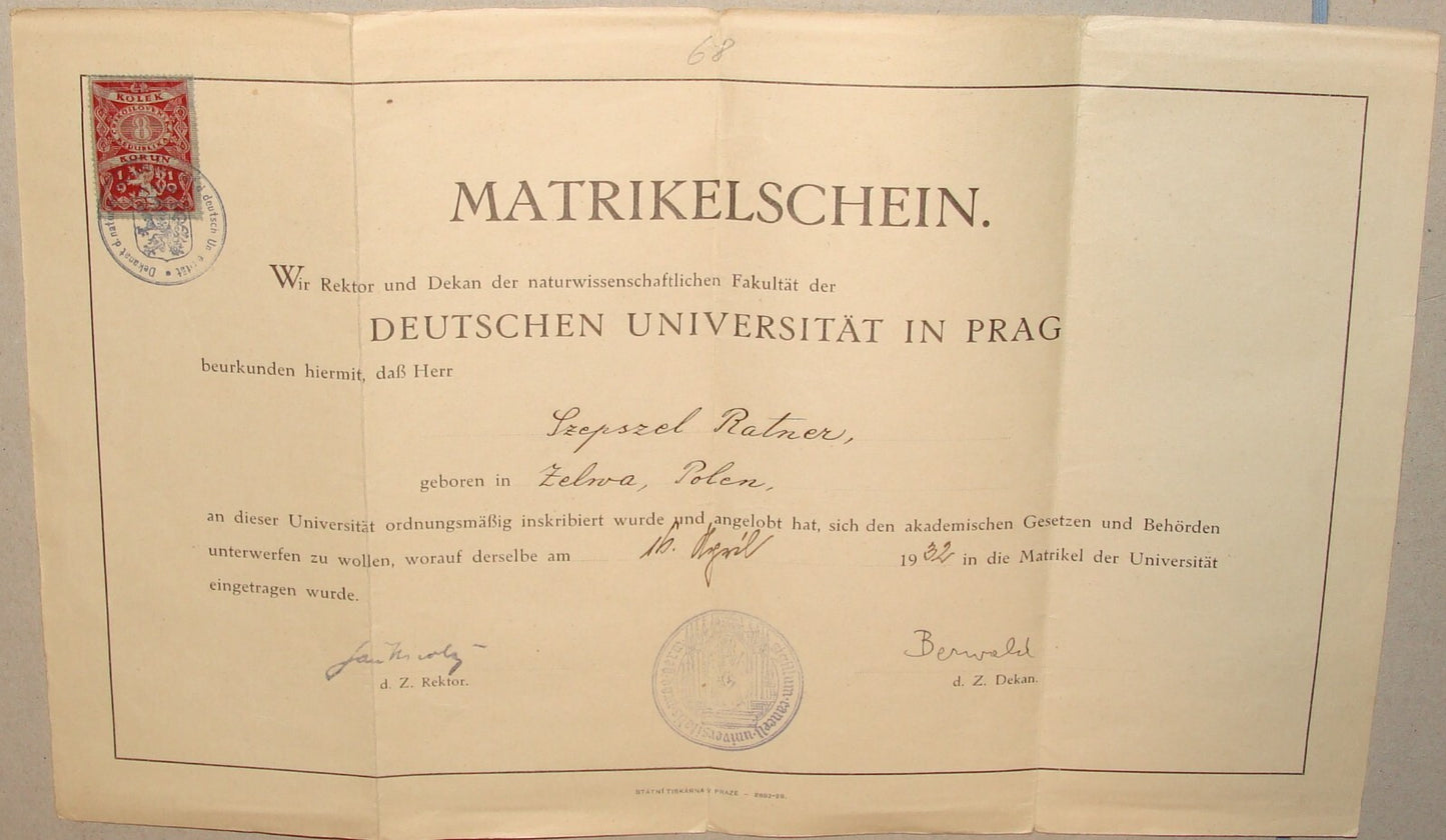 Germany 1932 German Prag Prague Czech University Certificate Diploma Stamp