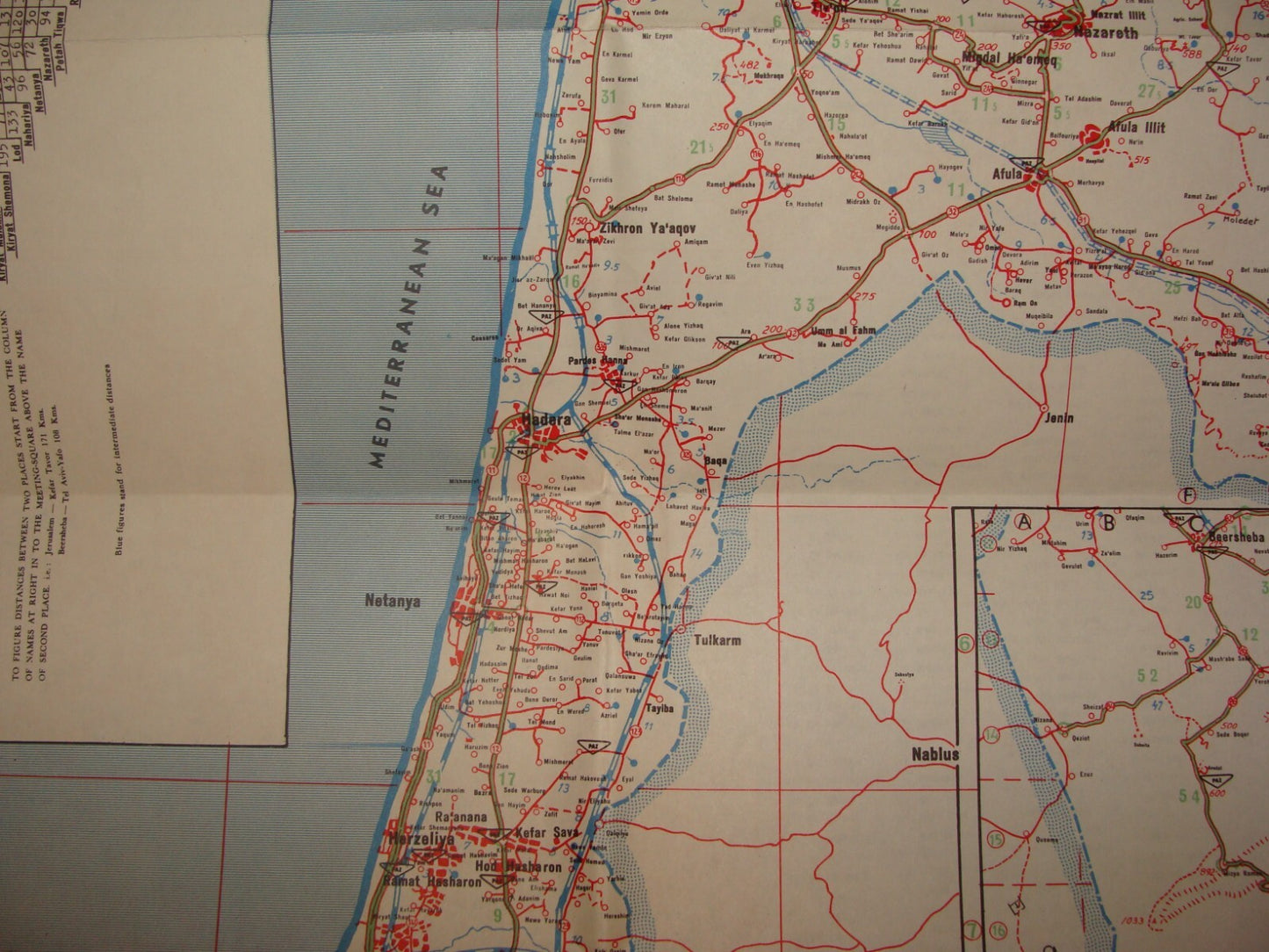 Jewish Judaica Israel 1965 Pre Six Day War Road Map PAZ Oil Gas Company