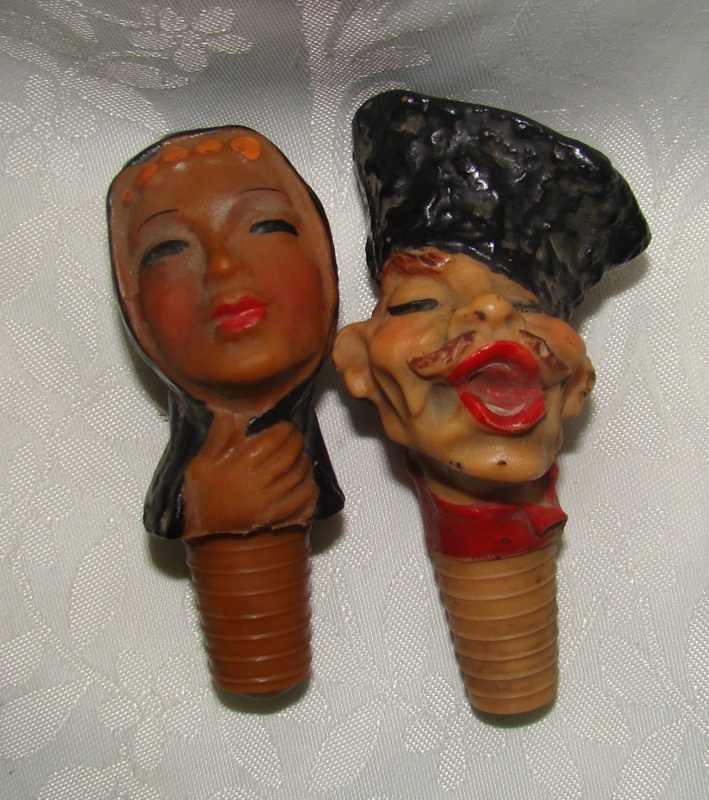 Jewish Judaica Vintage Israel Art Two 'Mayer' Rubber Wine Bottle Stoppers 1950s