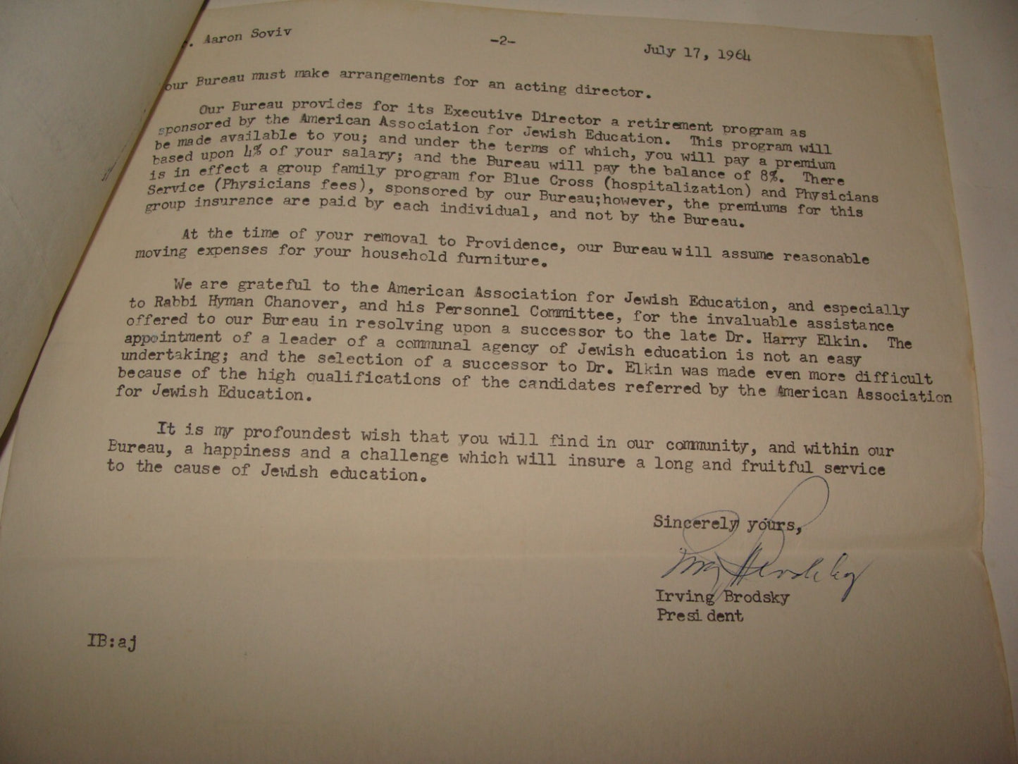 $ Jewish American 1964 Providence Rhode Island Rabbi Irving Brodsky