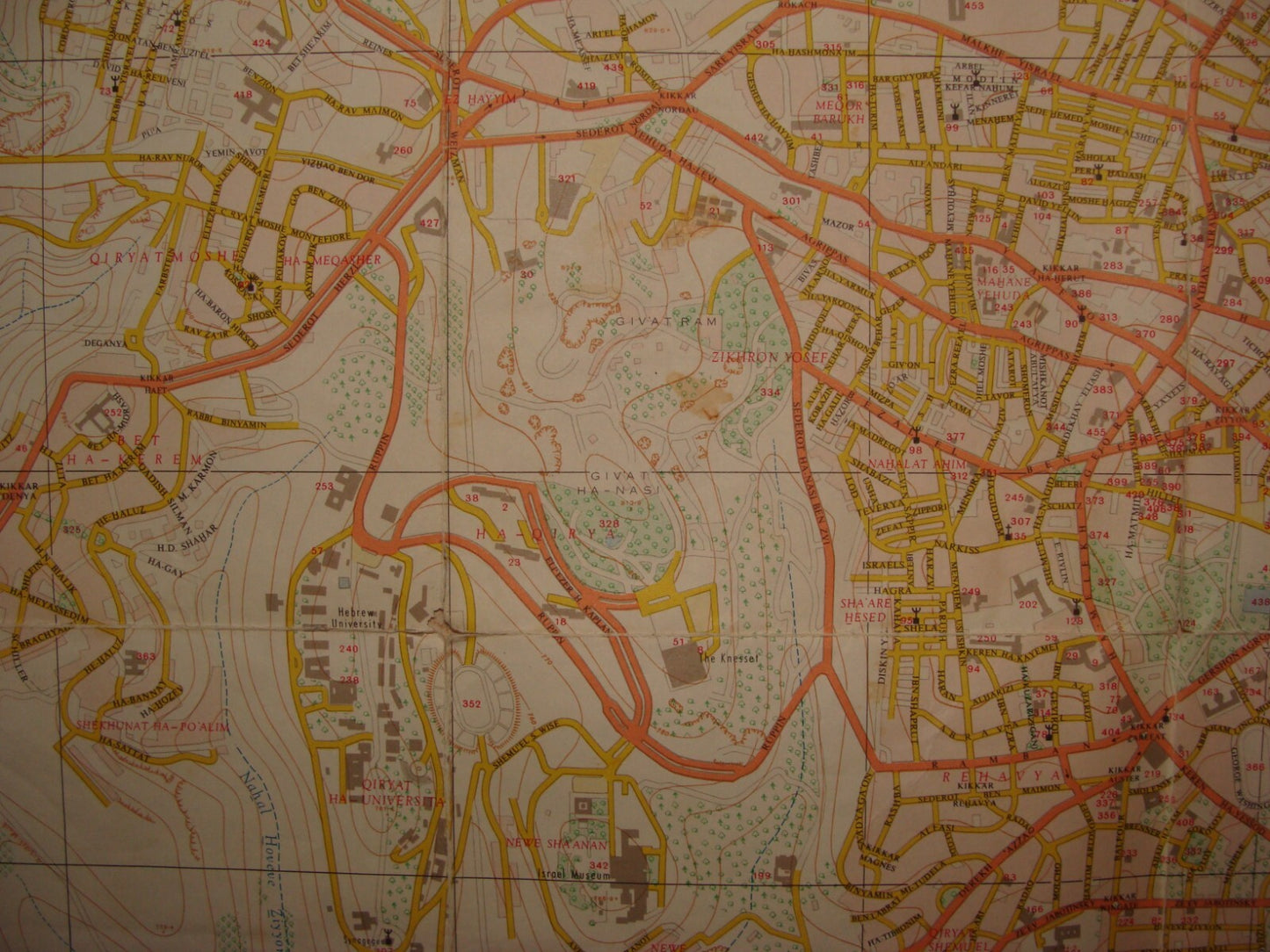 Jewish Israel Israeli JERUSALEM 1968 Post Six Day War Map LARGE 66x76 cm