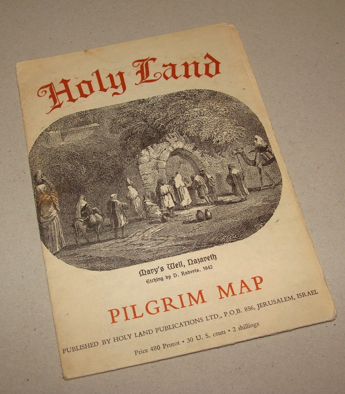 Map Israel 1950s-60s Tourist Pre Six Day War Lines PILGRIM Holy Land