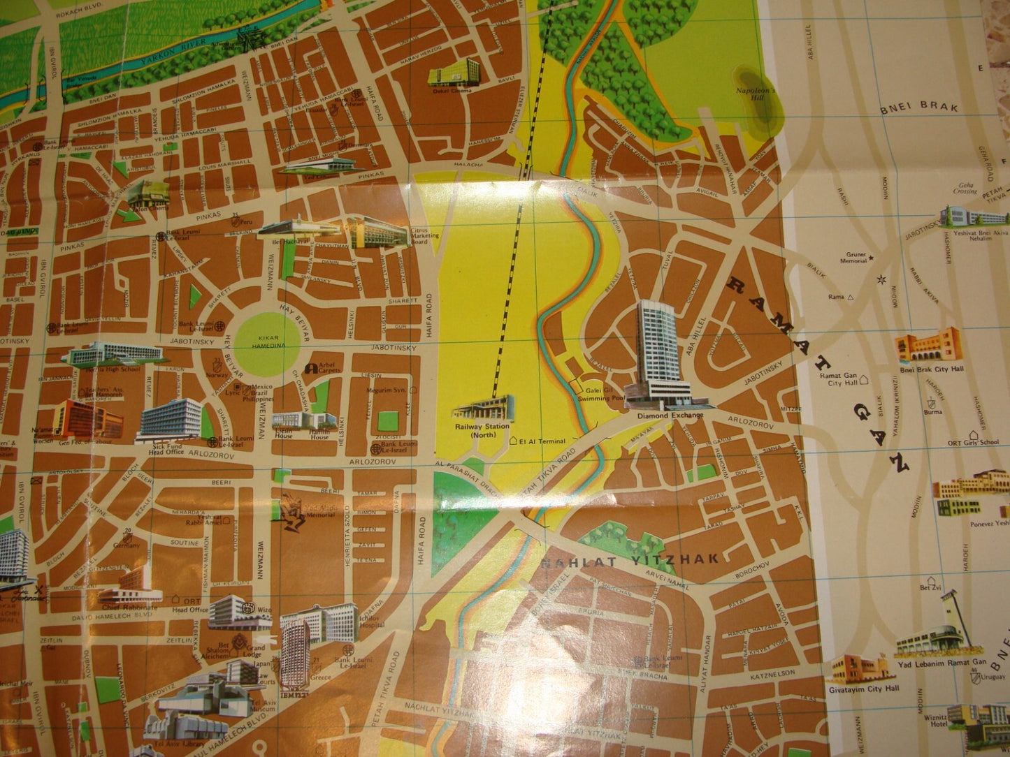 Jewish Judaica Israel TEL AVIV Pictorial Map 1980 Guide