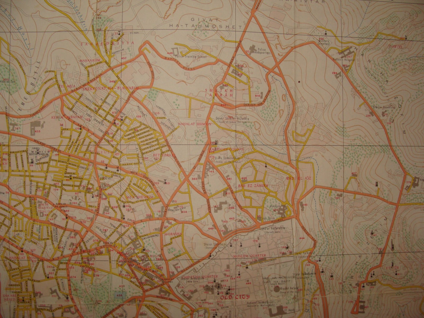 Jewish Israel Israeli JERUSALEM 1968 Post Six Day War Map LARGE 66x76 cm