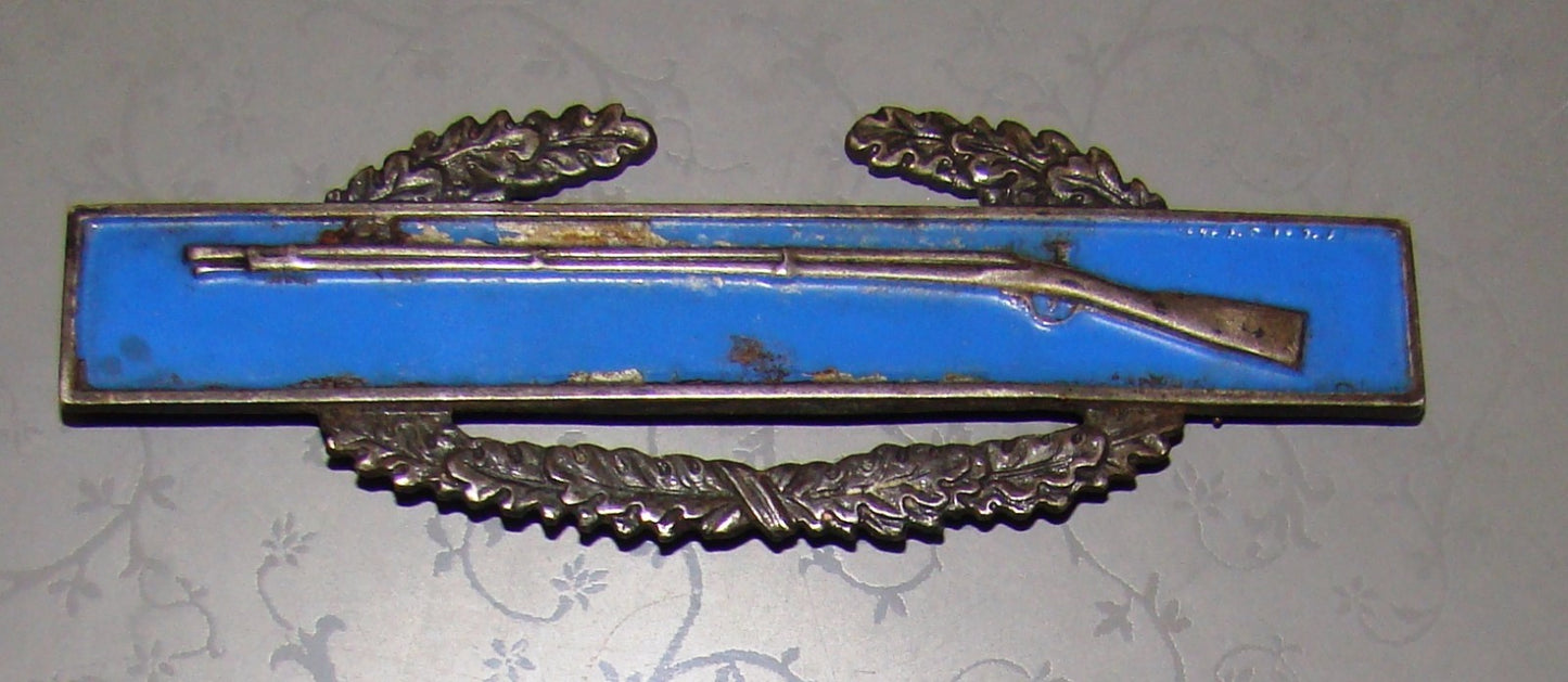 US MILITARY RIFLE Blue Enamel Sterling Silver Award Combat PIN MEDAL ww1 ww2