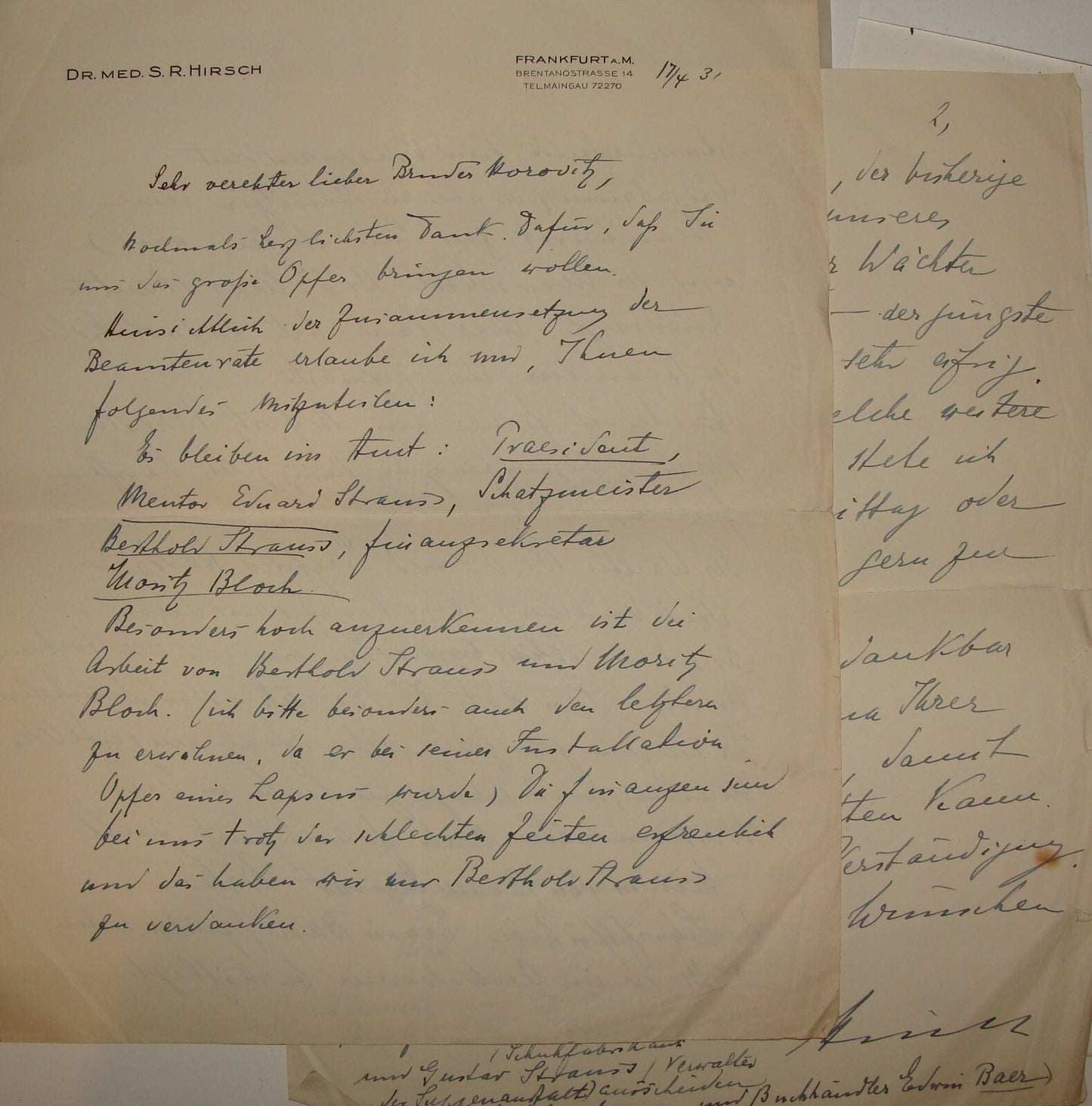 Germany Letter Jewish Judaica 1931 German Frankfurt HIRSCH HOROVITZ