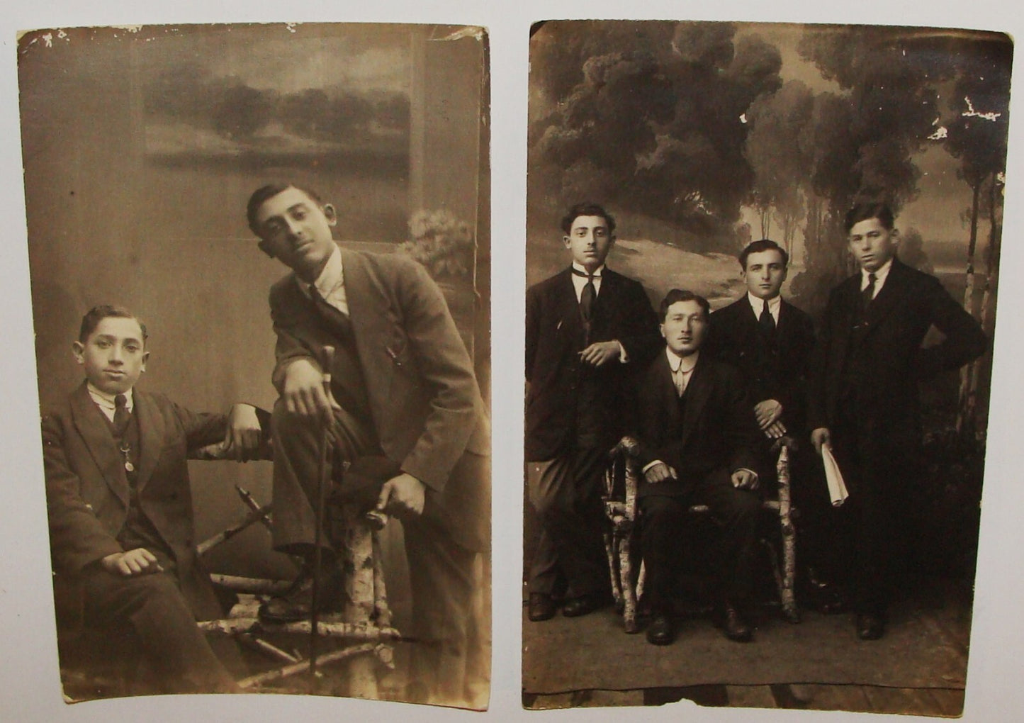 Photo Jewish Card Judaica 192? Poland Lomza Stamp Postcard x2 Jews