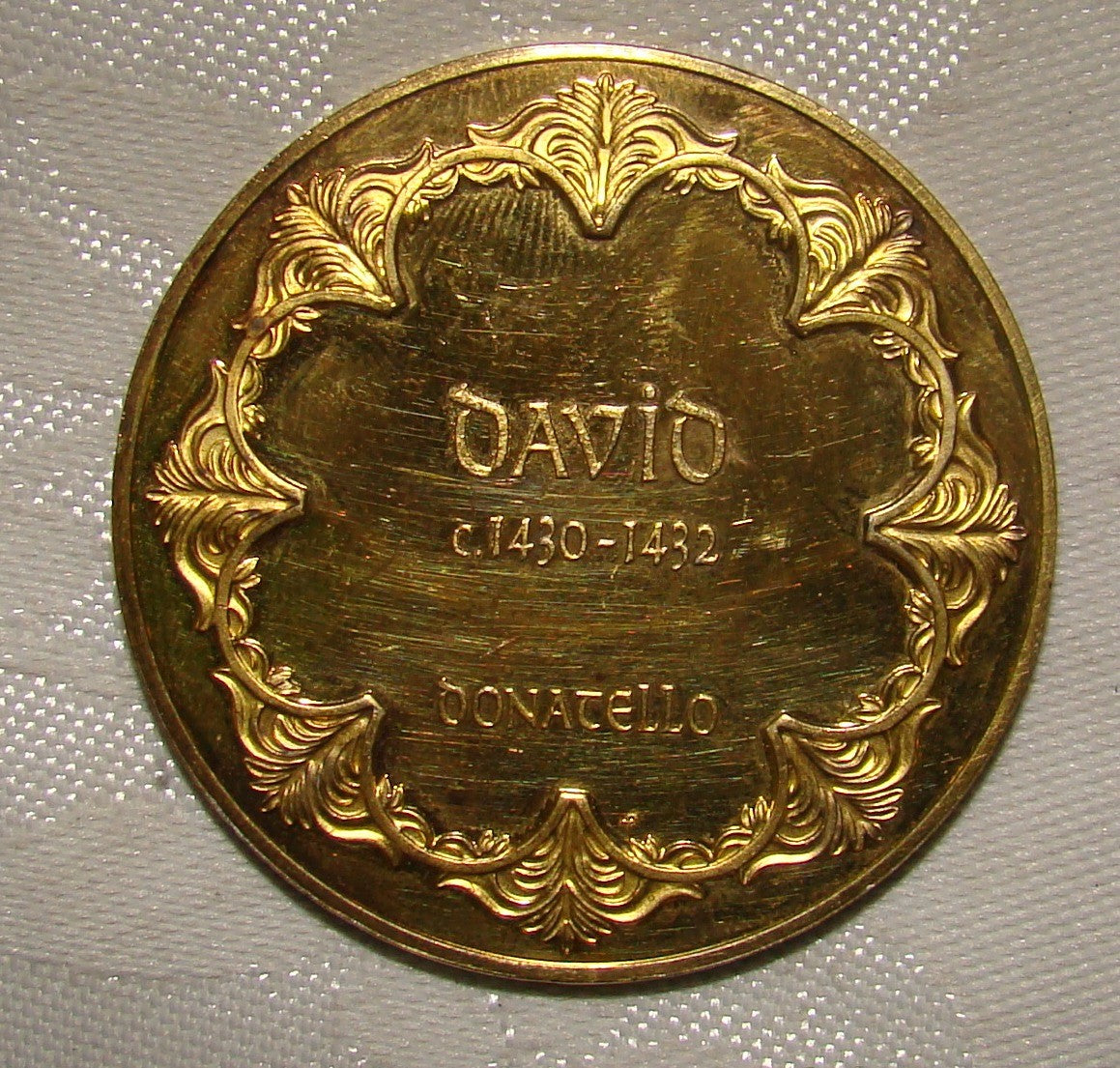 1975 DAVID GOLIATH By Donatello Coin Medal Gold Electroplate on Silver Sterling