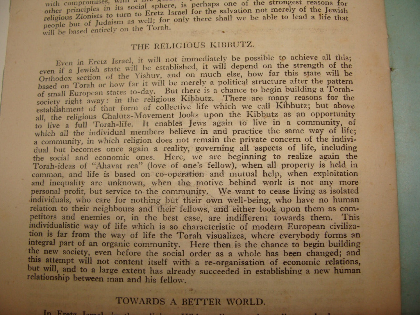 Jewish Judaica 1944 TORAH AND SOCIAL ORDER Rabbi Heinemann Zionist London Youth