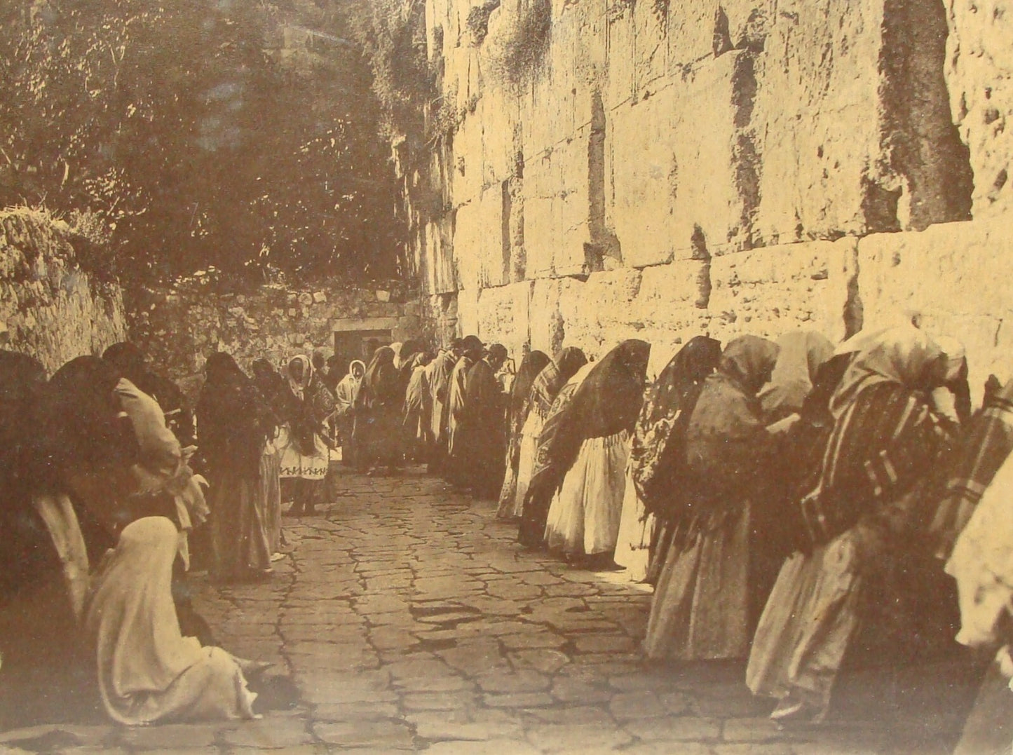 RARE c.1915 JERUSALEM Photo Old City Wailing Western Wall Klagemauer am Freitag