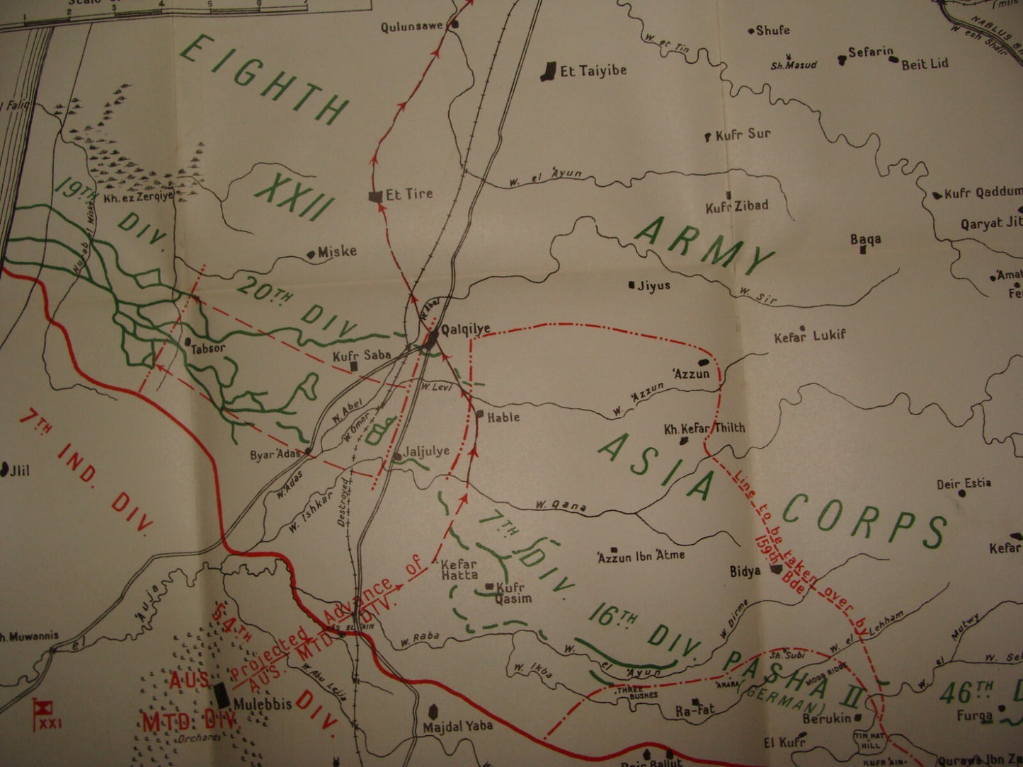 Palestine Israel Map Army Military WWI Turkish British Army Military BERUKIN