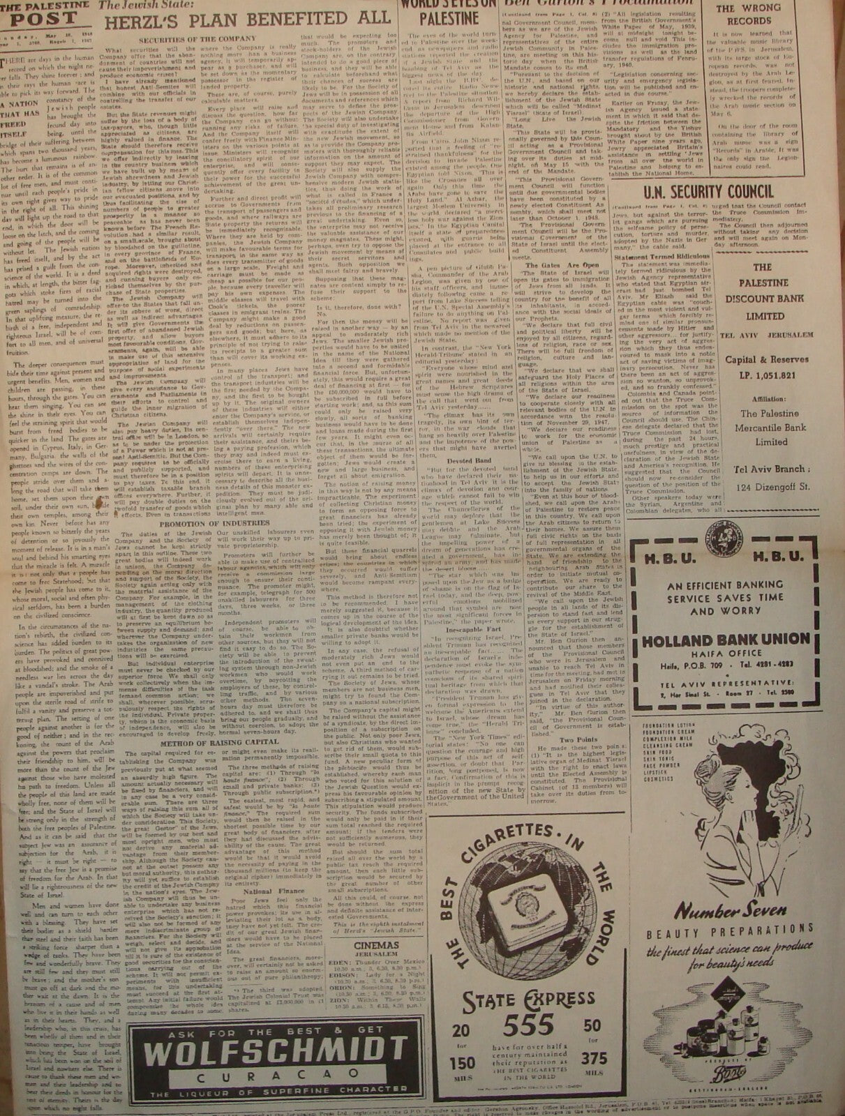 Newspaper Palestine Jewish Judaica 1948 Post STATE OF ISRAEL IS BORN *FACSIMILE*