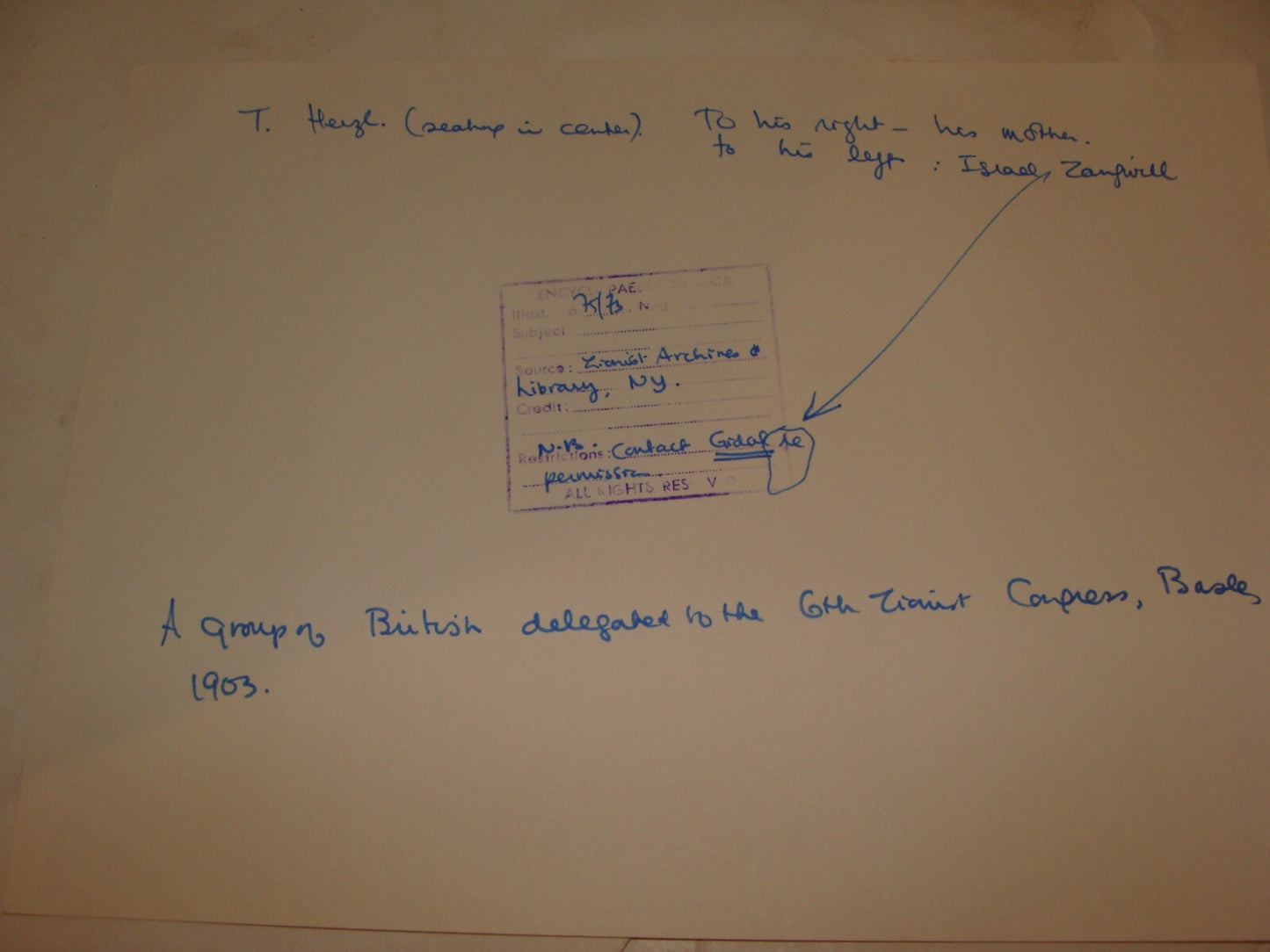 Photo Print, 1903 HERZL 6th Zionist Congress British Delegation Jewish Judaica