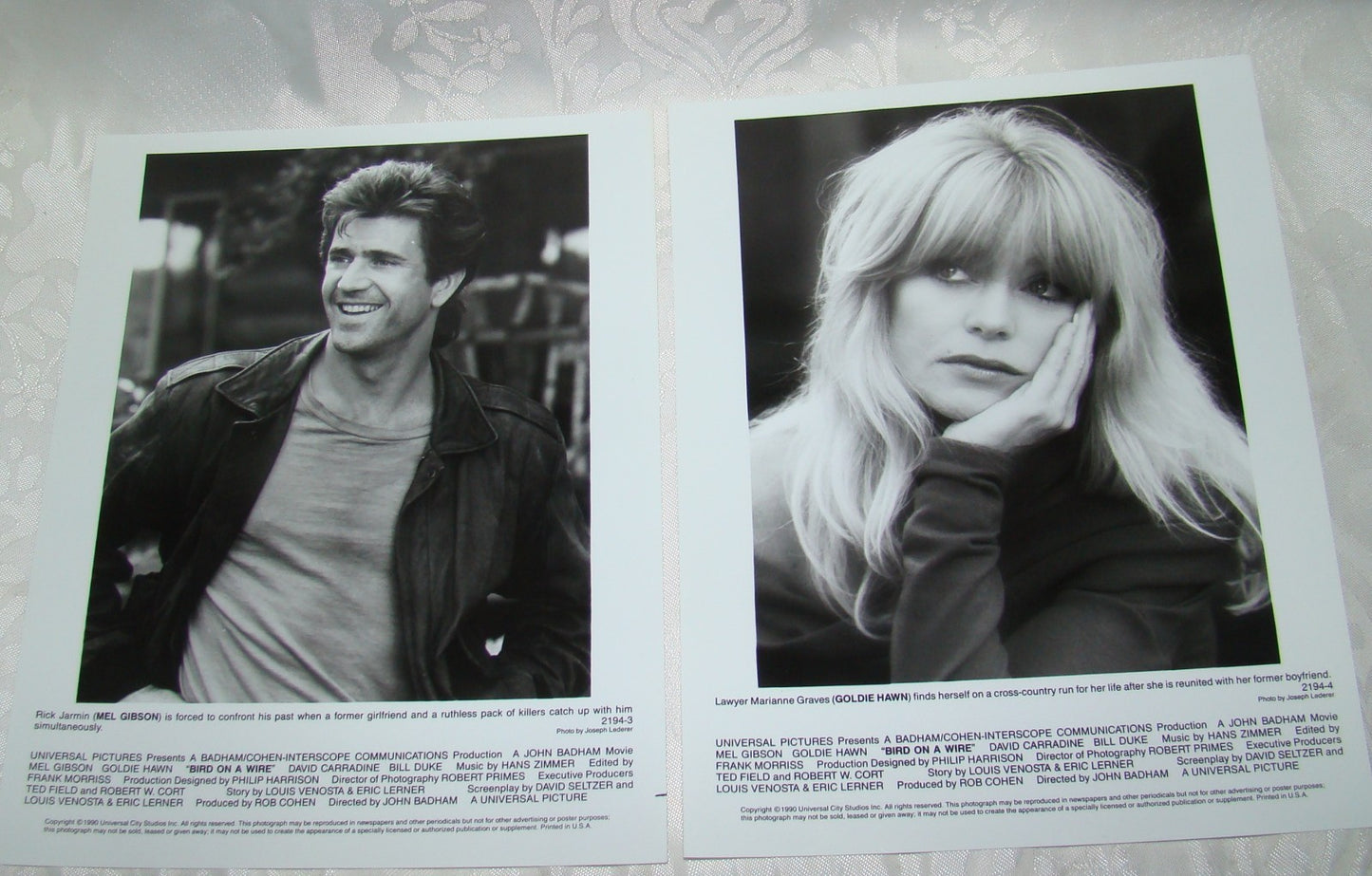 1990 Press Photo Goldie Hawn Mel Gibson Bird on A Wire movie