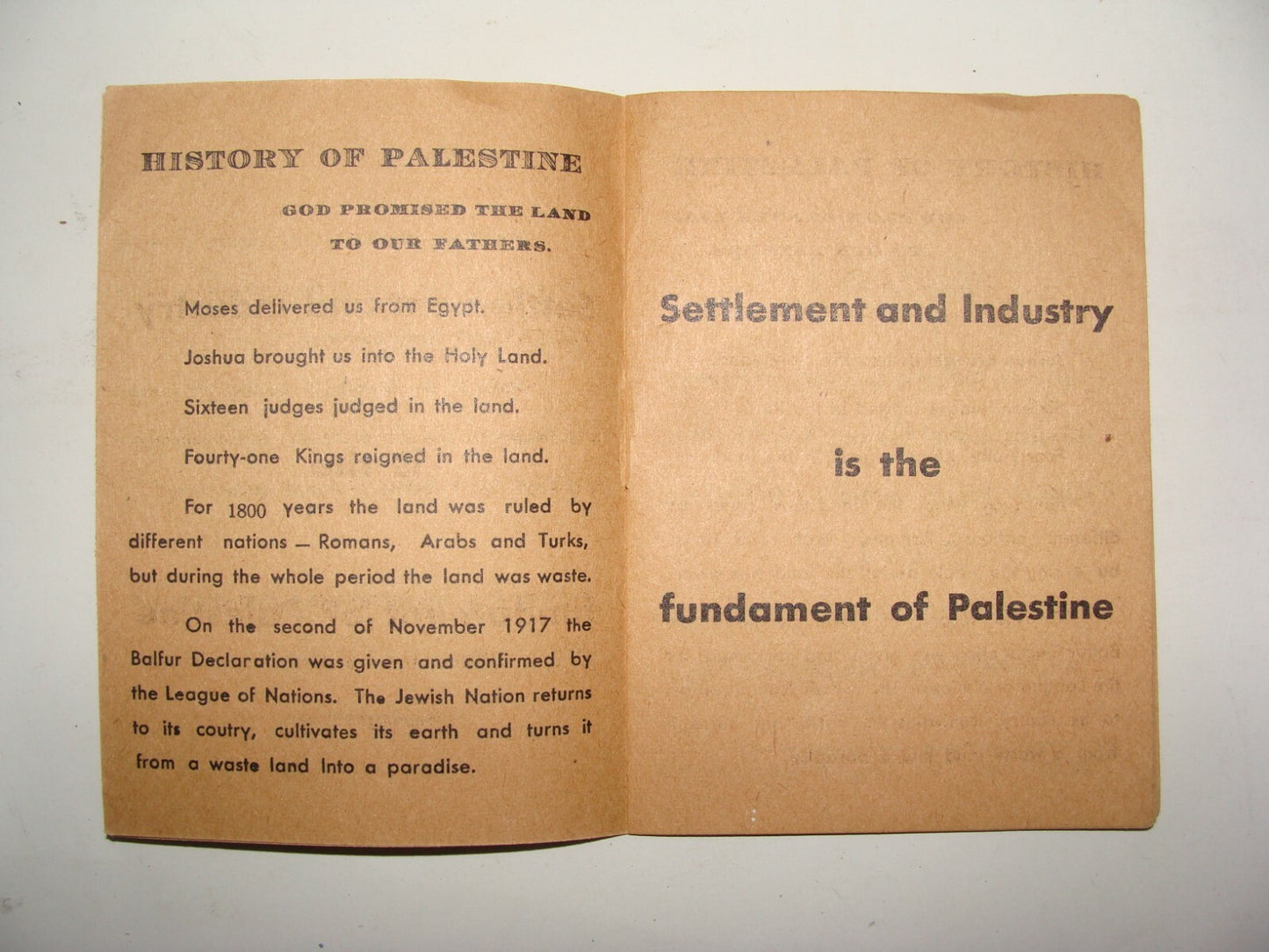 Ad Palestine Jewish Hebrew Israel ALEH Company Zionist Factory Industry Brochure
