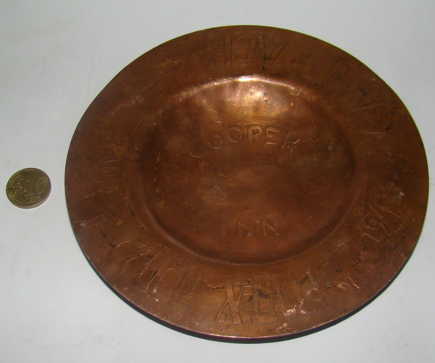 Jewish Judaica 1948 USA American Cooper Inn Summer Camp Achva Copper Plate