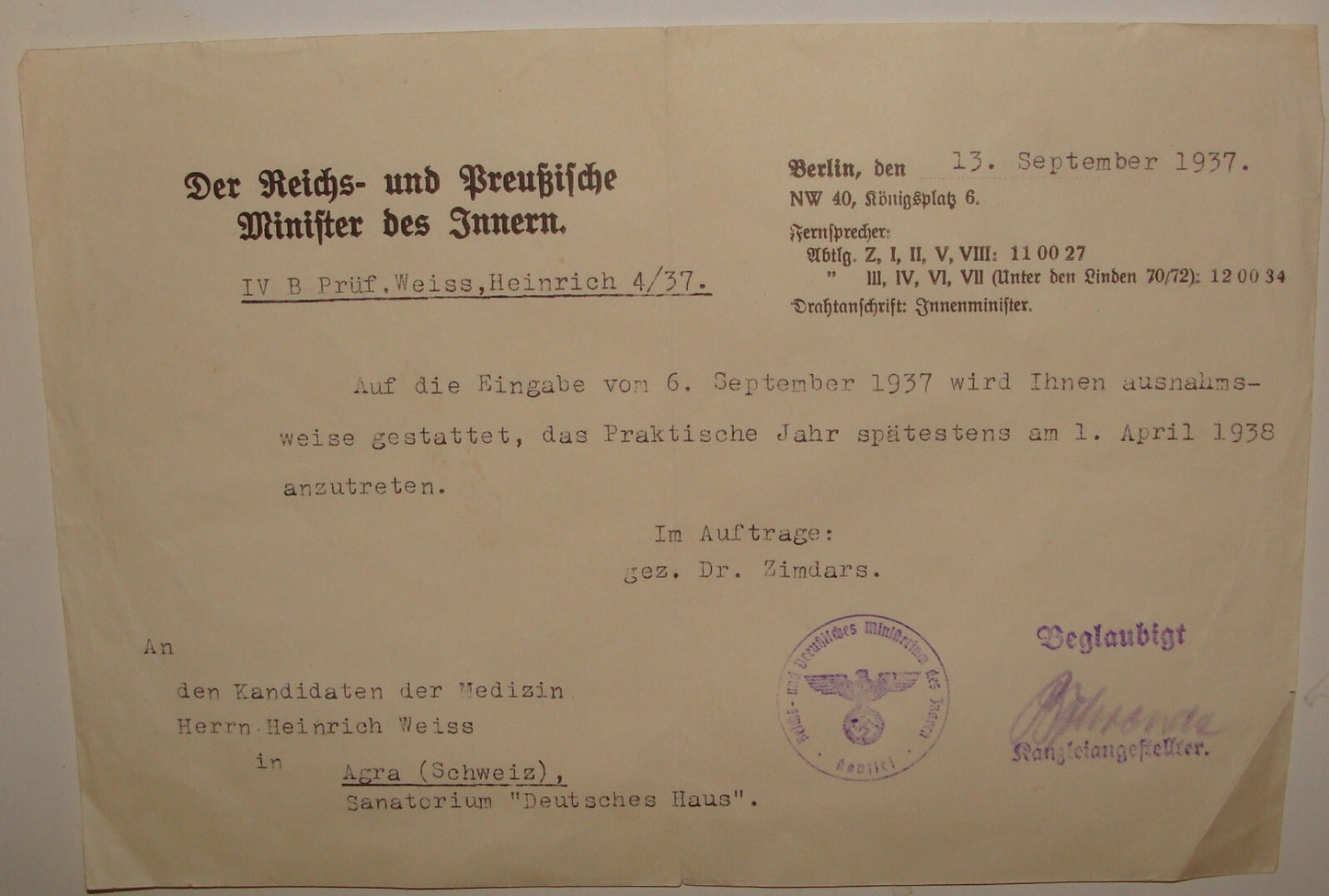 Germany Letter Jewish Judaica ? 1937 German Third Reich Stamp Switzerland Agra