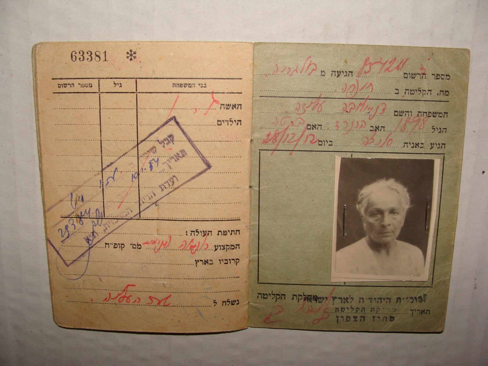 Judaica 1950s Israel Israeli Jewish Agency Bulgaria Immigrant Certificate Hebrew