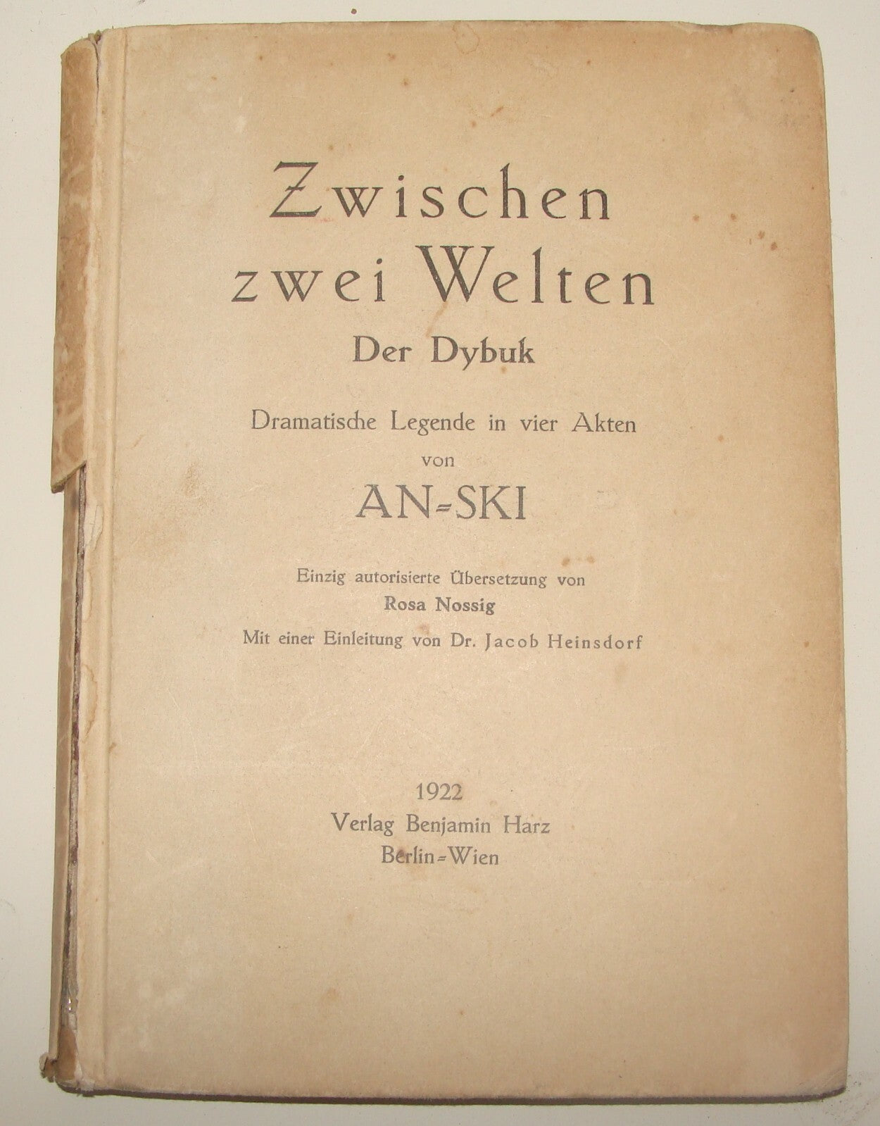 Germany Book Jewish Judiaca 1922 DER DYBUK DYBBUK German   Drama Theater AN SKI