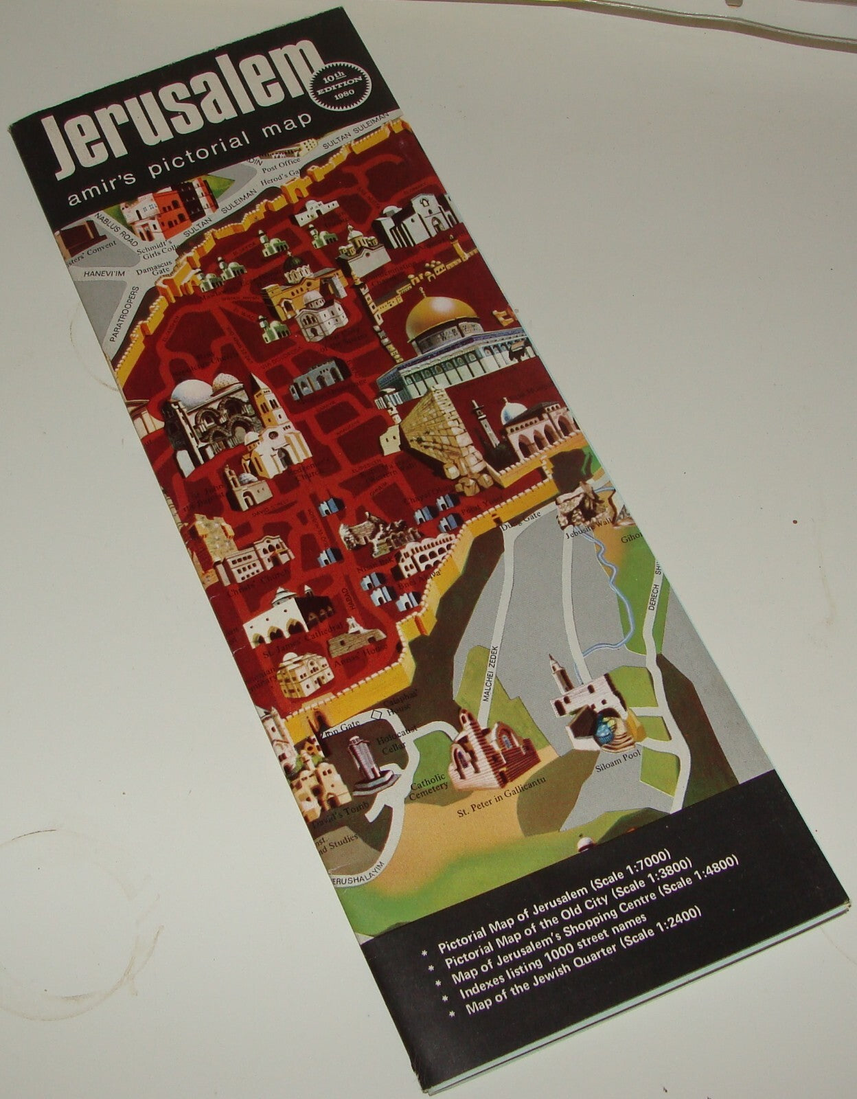 Jewish Judaica Israel JERUSALEM Pictorial Map Amir Publishing 1980 Guide
