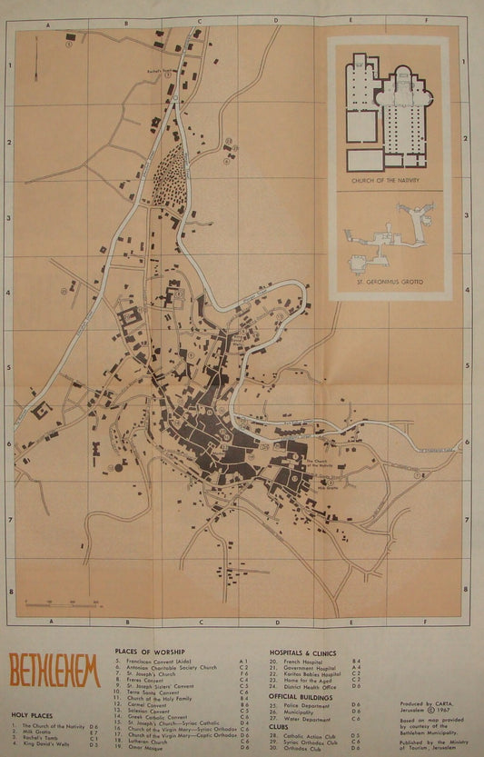 1967 ISRAEL Palestine West Bank BETHLEHEM Map Guide