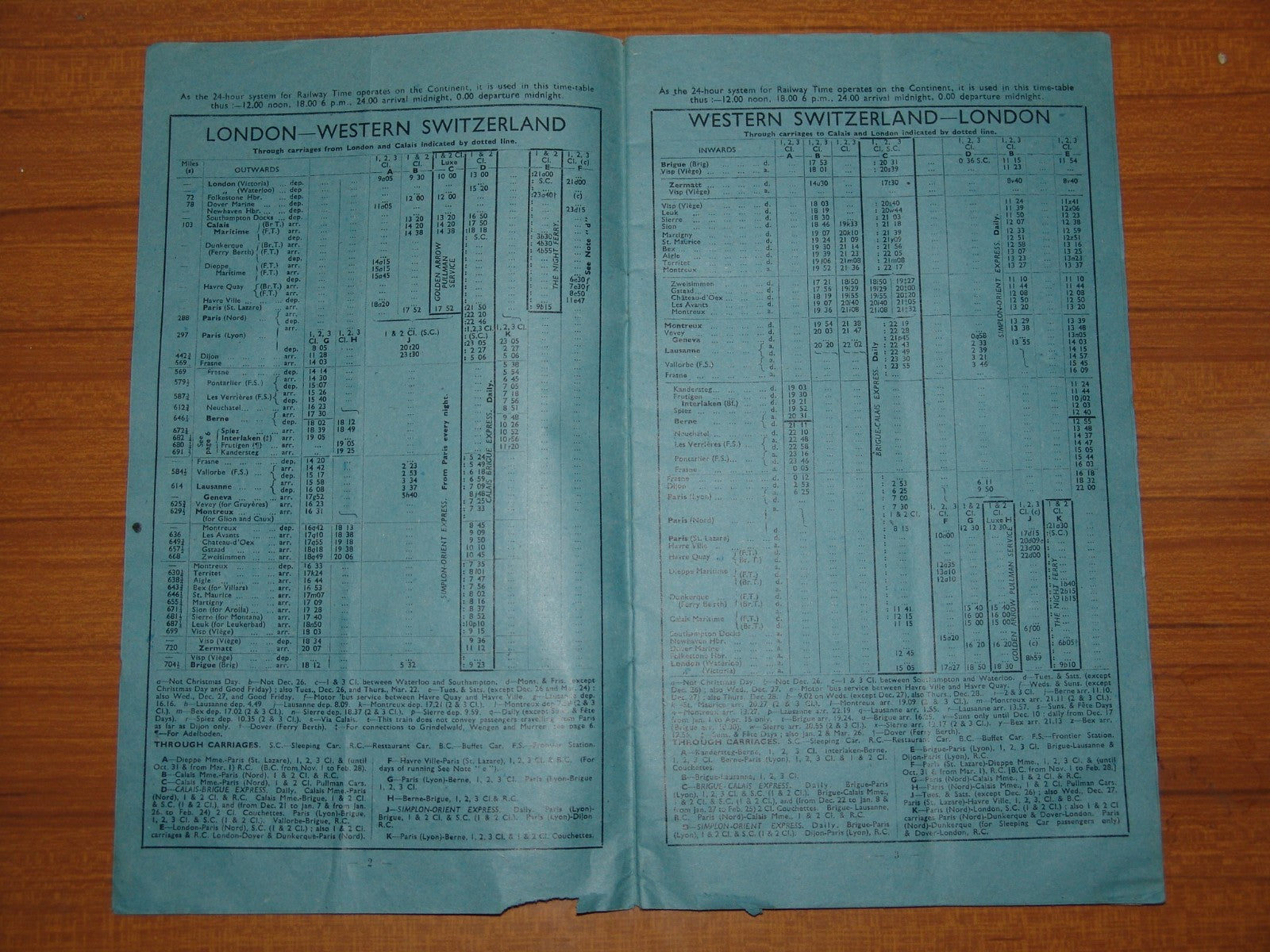 British Railways Winter 1950/1 Handbill Switzerland Services & Fares Timetable