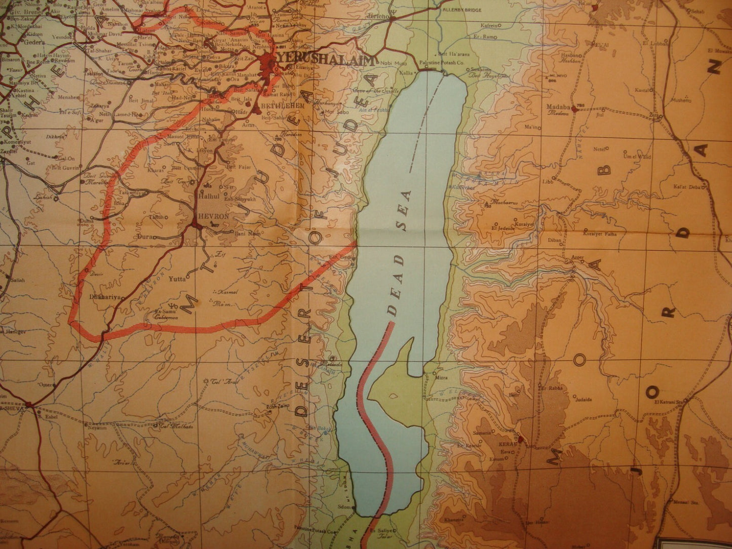 RARE 1952 ISRAEL An Up To Date Map of The Holy Land Jewish Hebrew LARGE SIZE