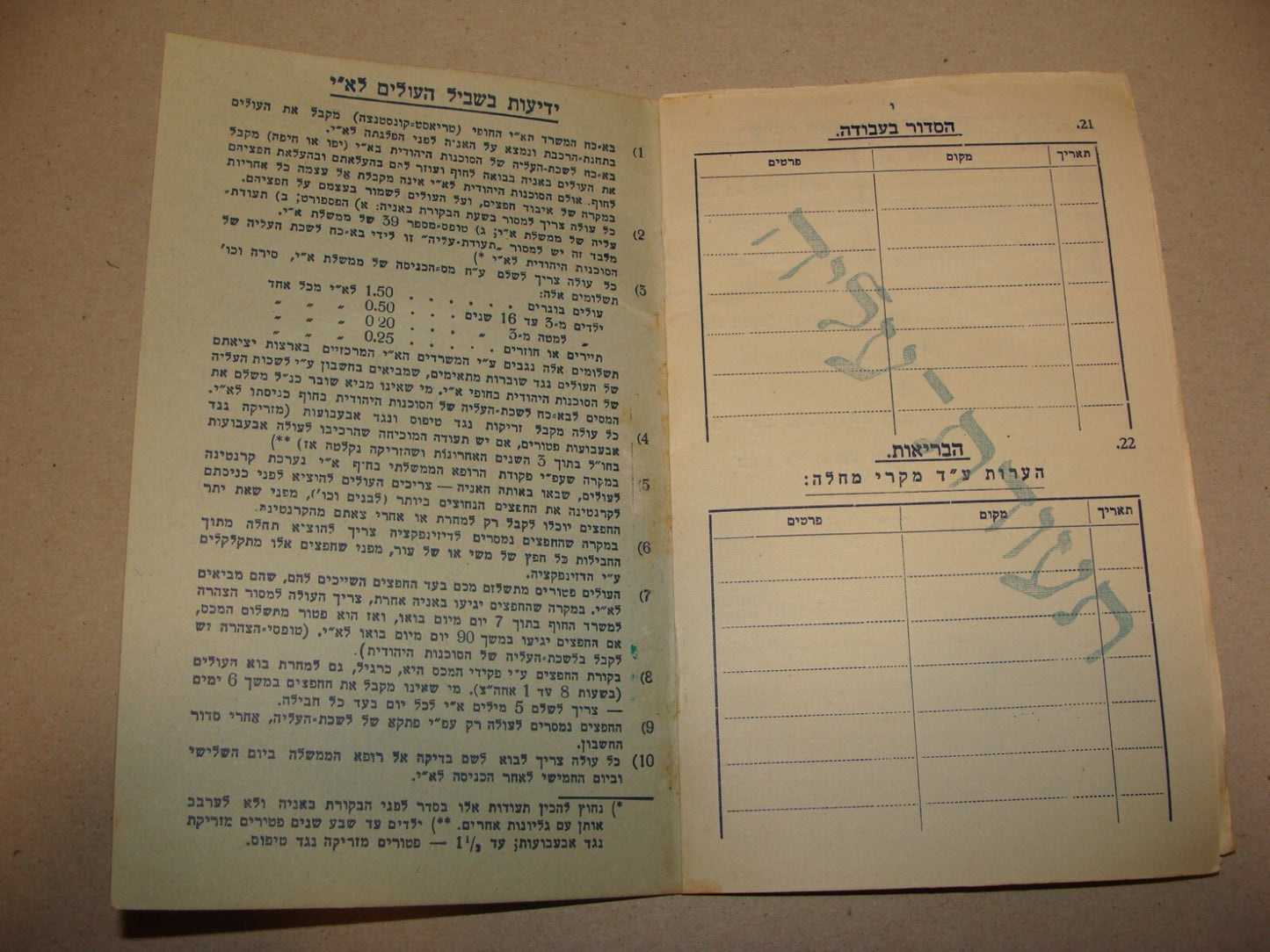 1937 Jewish Agency Poland Immigrant Certificate Palestine Israel Zionist Hebrew