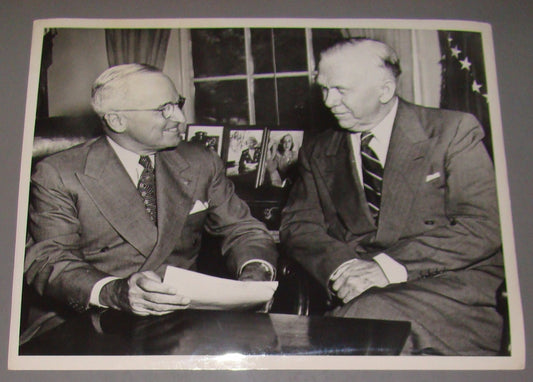 Press photo US President Harry Truman Secretary George Marshall Korea war