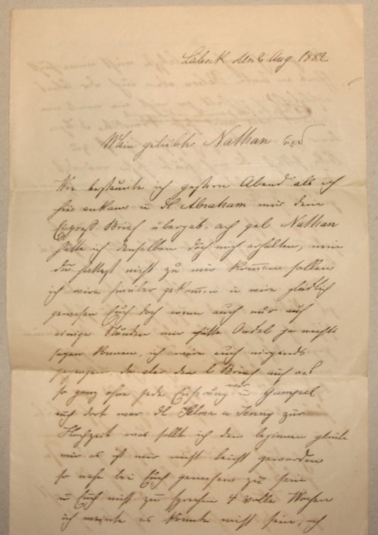 Letter Jewish Judaica 1880s German Gemrnay Lubeck