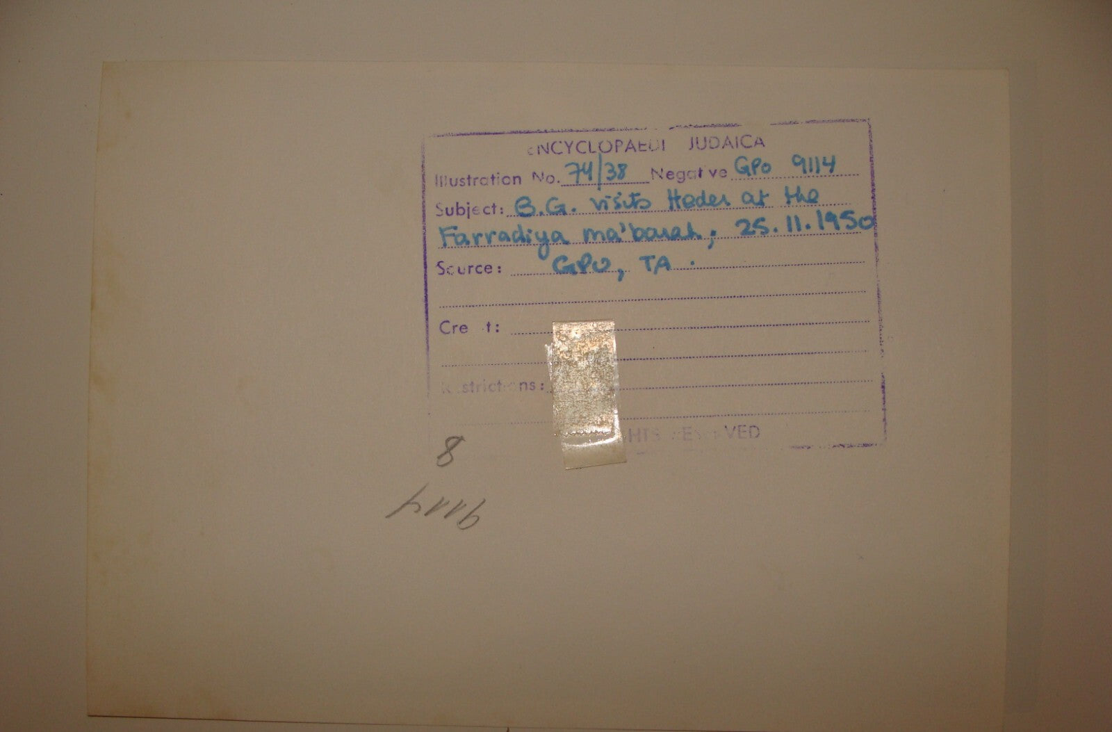 Pol Photo Print Jewish 1950 Israel Prime Minister DAVID BEN GURION Yemenite