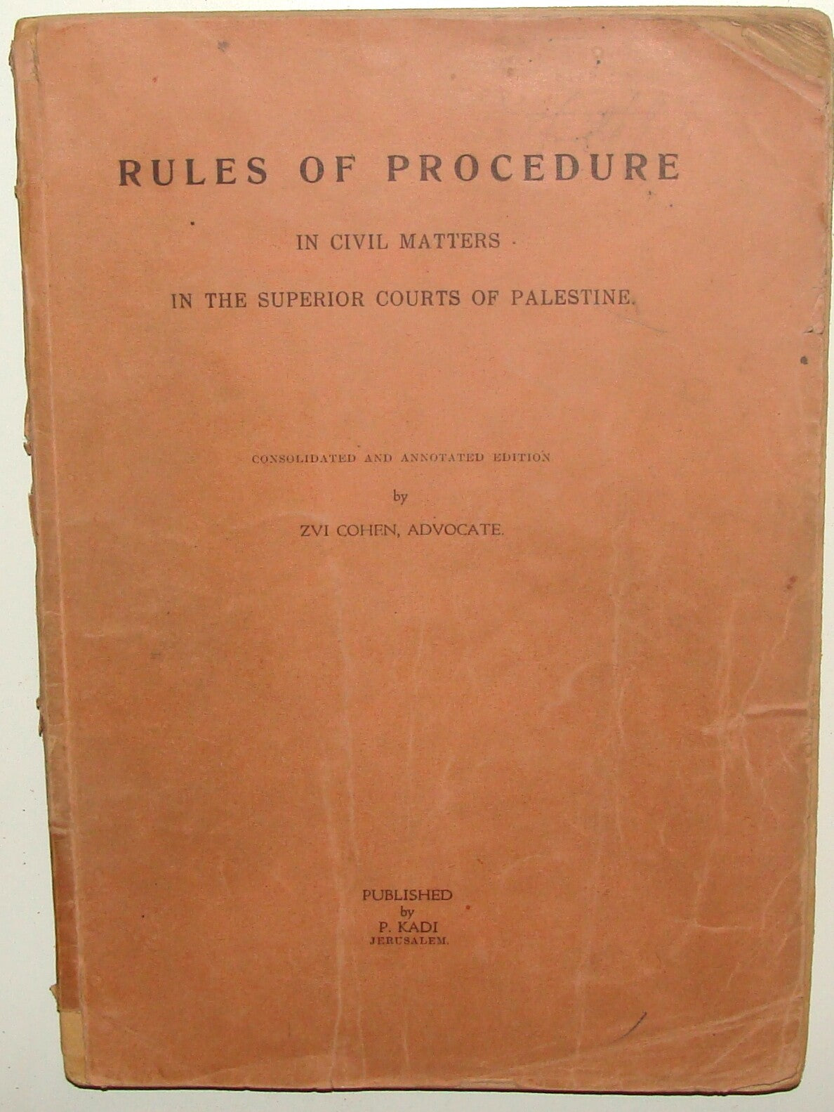 Pol 1945 RULES OF PROCEDURE IN CIVIL MATTERS COURTS OF PALESTINE British