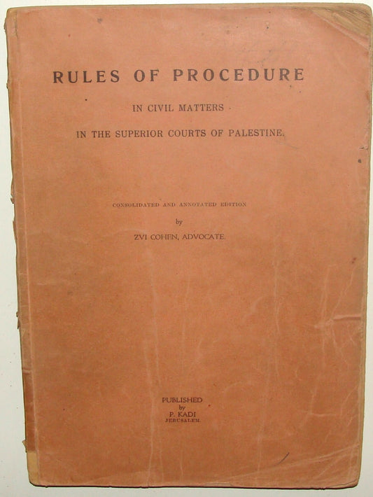 Pol 1945 RULES OF PROCEDURE IN CIVIL MATTERS COURTS OF PALESTINE British
