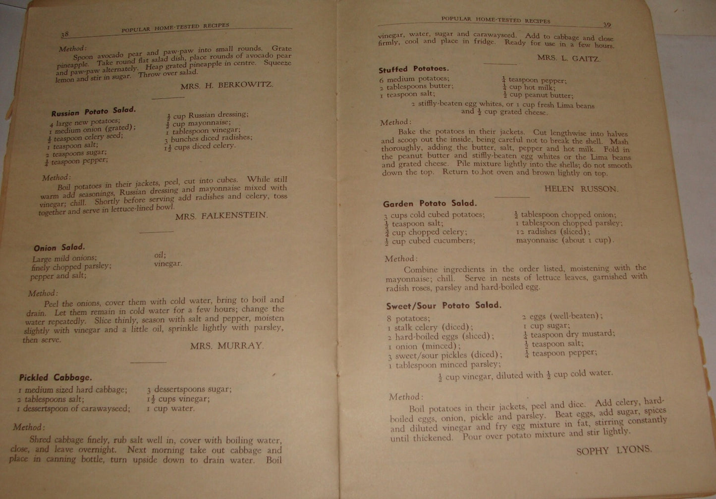 Book Jewish Judaica 1948 POPULAR HOME TESTED RECIPES South Africa Ladies Zionist