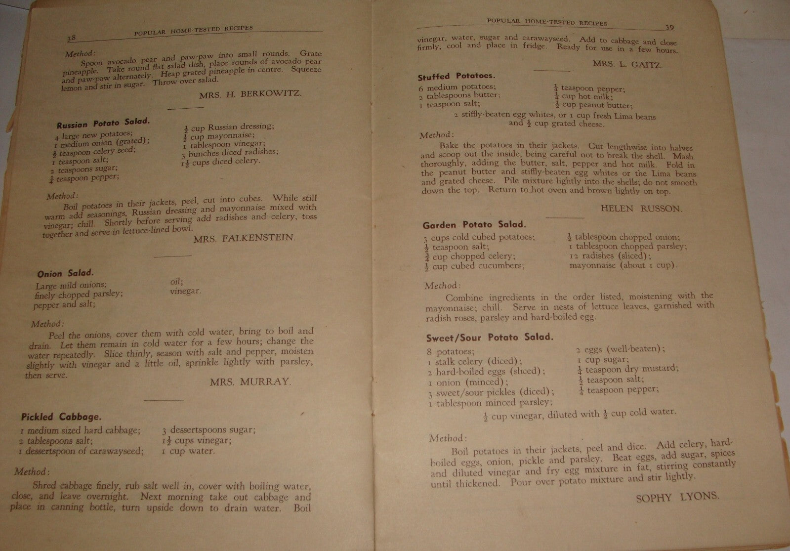 Book Jewish Judaica 1948 POPULAR HOME TESTED RECIPES South Africa Ladies Zionist