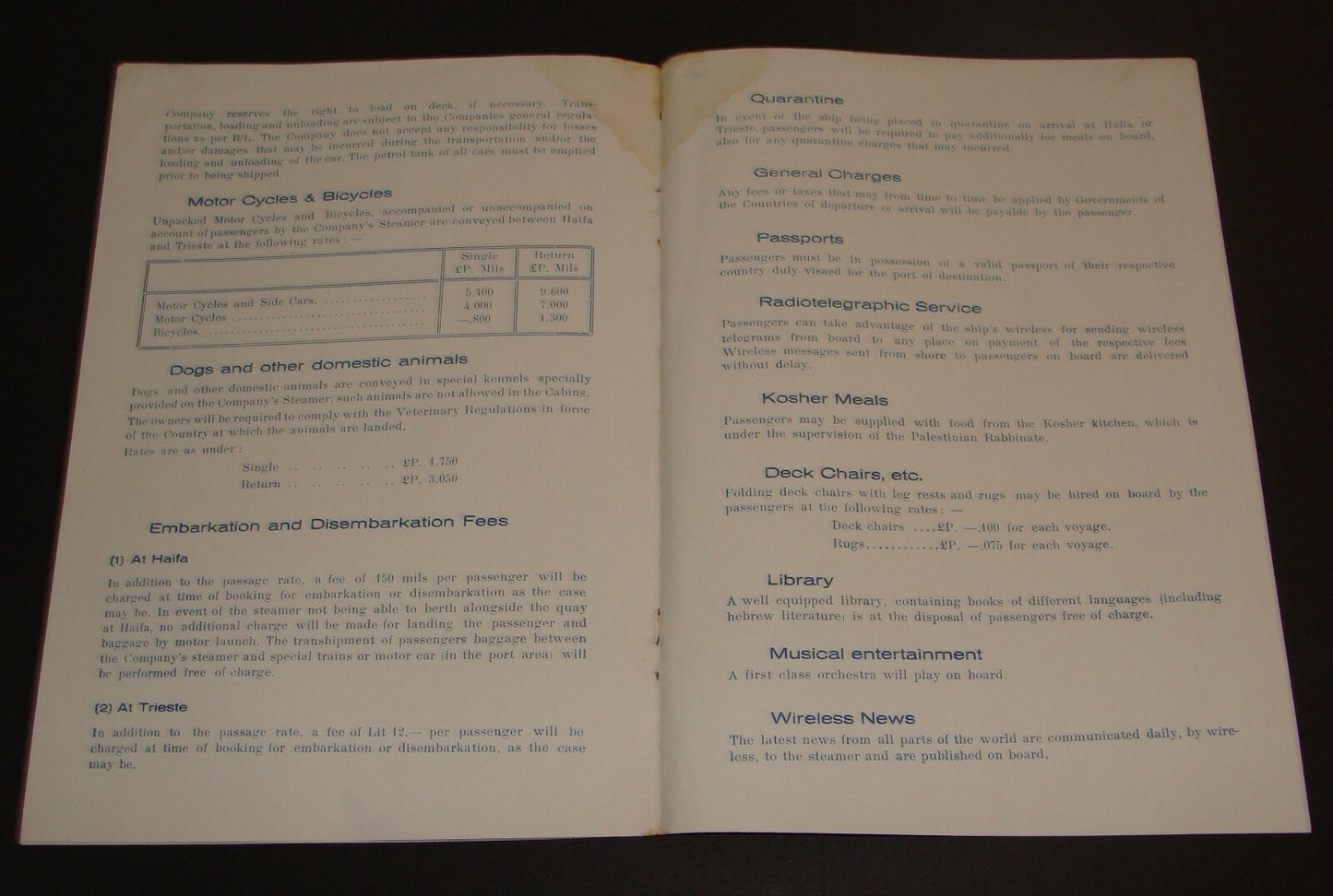 Ad Palestine 1935 Israel Shipping Ship Haifa Trieste Navigation Company Brochure